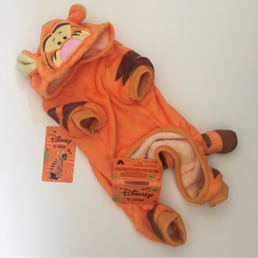 Tigger (XS) Dog Costume Halloween Orange One Piece with Stripes Disney